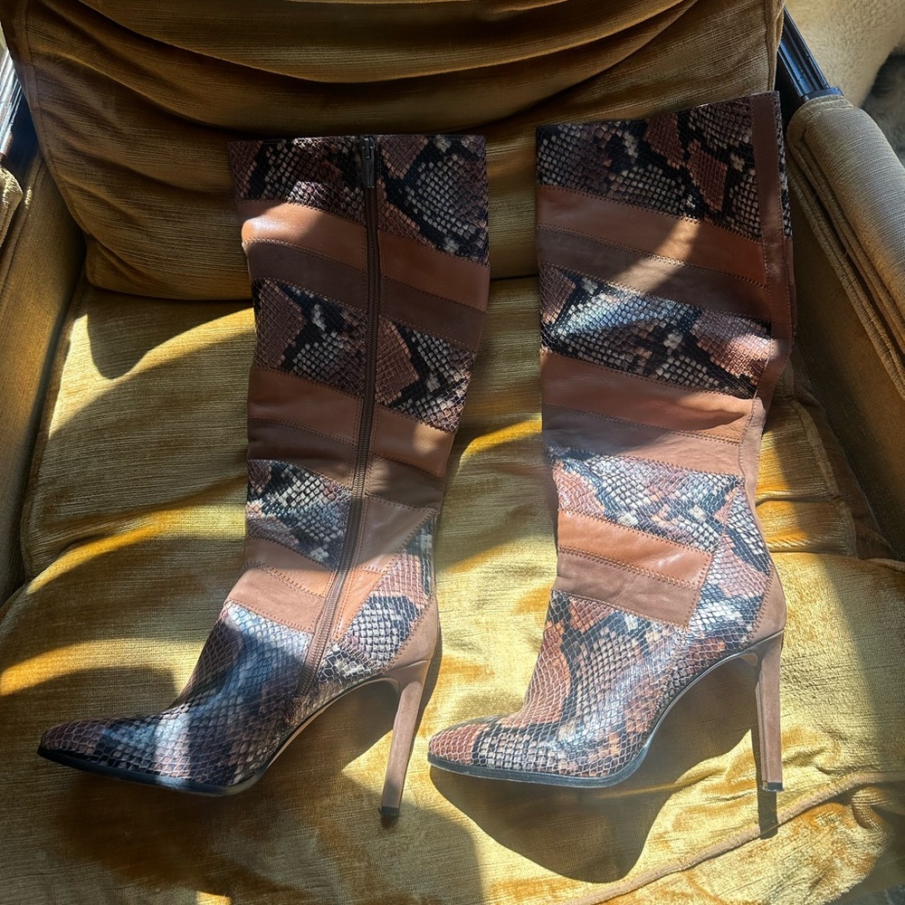 Vince Camuto Snake Print Knee High Boots